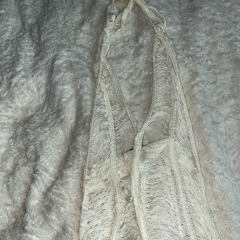 Cream fridge crochet beachwear jumpsuit coverup